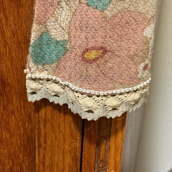 Hazel Floral Multicolor Lace Trim Shrug. Anthropologie. - Picture 3 of 10